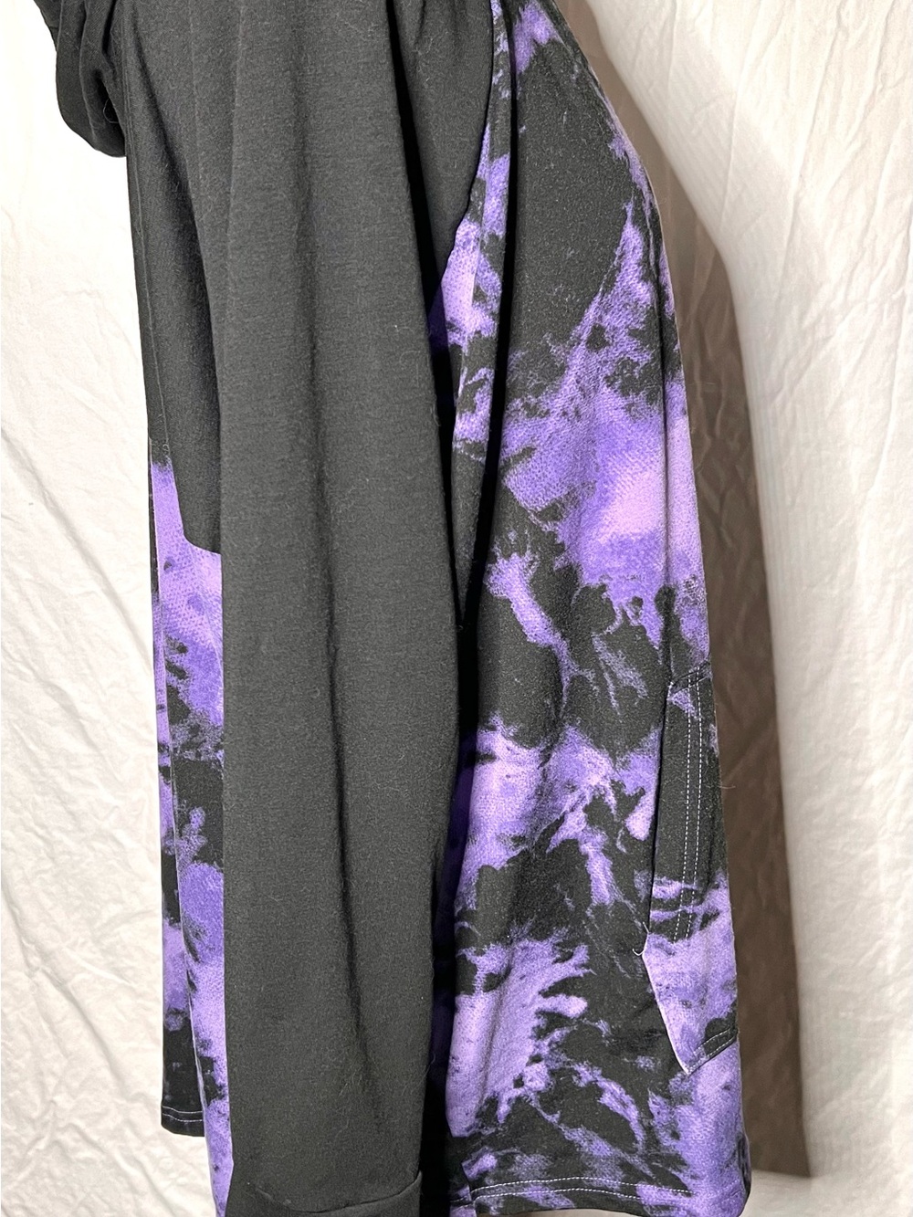 Lularoe Purple & Black Tie-Dye Hooded Pullover - Picture 4 of 5